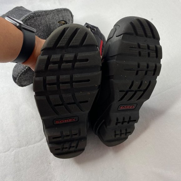 Sorel Unisex Children's Snow Boots Black & Red Size 3 - Picture 6 of 12